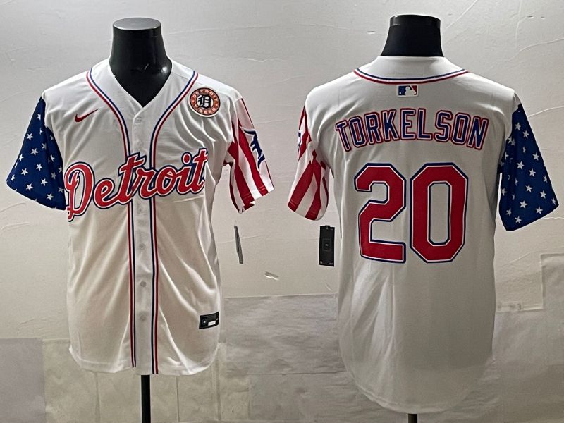 Men Detroit Tigers #20 Torkelson White National Flags 2025 Nike MLB Jersey style 06->detroit tigers->MLB Jersey